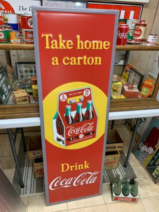 " Coca Cola " X - Large,  Embossed Metal Advertising Sign (54 " X 18 ") Near Cond