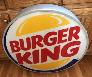 Authentic Burger King Large Plastic Button Sign 30 " Round Light Box 30x30x5.  5”