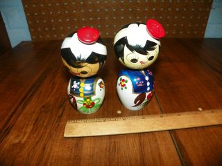 Vintage Japanese Kokeshi Dolls Wooden Hand Painted Nodders/ Bobbleheads