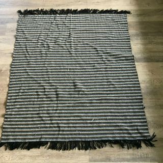 Vintage Pendleton Wool Blanket Wooven Throw Black Tan Made Usa
