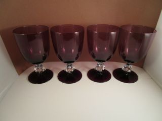 Vintage Bryce Amethyst Glass Aquarius Set Of 4 Water Goblets Glasses A