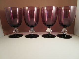 Vintage Bryce Amethyst Glass Aquarius Set of 4 Water Goblets Glasses A 2