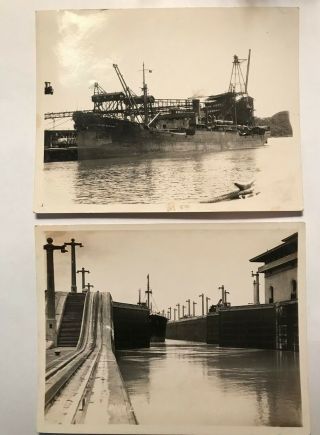 Photos From The Panama Canal Of Ss Jacob Ruppert And Of A Ship Exiting A Lock