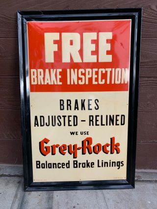 Grey - Rock Vintage Brake Inspection Metal Sign Form Number 9510