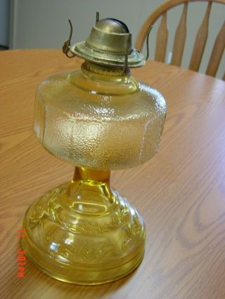 Antique P&a Dorset Thomaston Conn.  Amber Color Glass Oil Lamp Eagle Burner