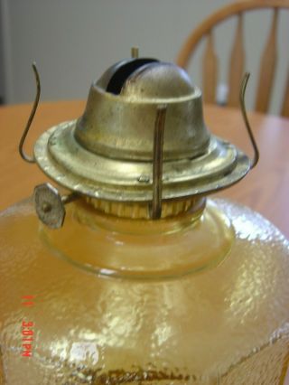 Antique P&A Dorset THOMASTON CONN.  AMBER COLOR Glass Oil Lamp EAGLE BURNER 2