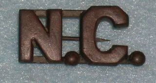 Orig Wwi Army Collar Pin “nc” Bronze Insignia North Carolina National Guard