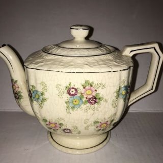 Vintage Teapot Mikori Ware Hand Painted Porcelain Floral Flowers Made In Japan