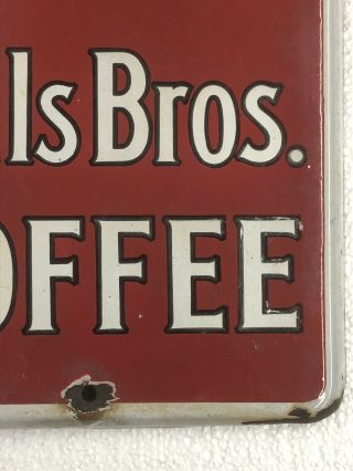 VINTAGE ADVERTSING HILLS BROS BROTHERS COFFEE PORCELAIN STORE THERMOMETER 3