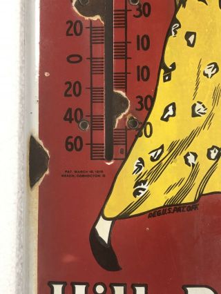 VINTAGE ADVERTSING HILLS BROS BROTHERS COFFEE PORCELAIN STORE THERMOMETER 6