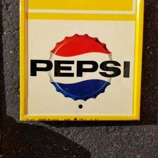 VINTAGE Say Pepsi Please Bottle Yellow Gas Station Thermometer Sign 5