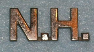 Orig Wwi Army Collar Pin “nh” Nickel Hampshire National Guard Loop Fasteners