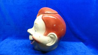 VINTAGE HOWDY DOODY CERAMIC COOKIE JAR RED HAIR FRECKLES BOY HEAD 1950 ' s W LID 3