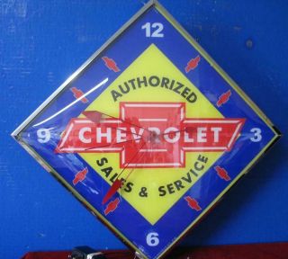 Chevrolet Sales & Service Pam Style Lighted Advertising Clock