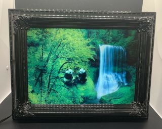 Vintage Moving Picture Lamp W Sound Waterfall & Panda Nature Scene 9 " X 12 "