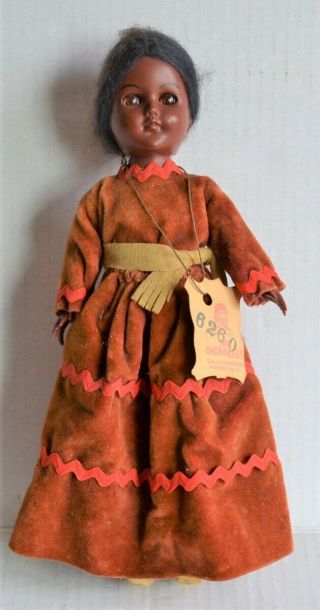 Vintage Native American Indian Doll W/ Cherokee Qualla Reservation Tag