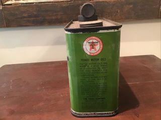 Early Green Texaco Motor Oil 1/2 Gallon Handy Grip Can Swivel Spout 4