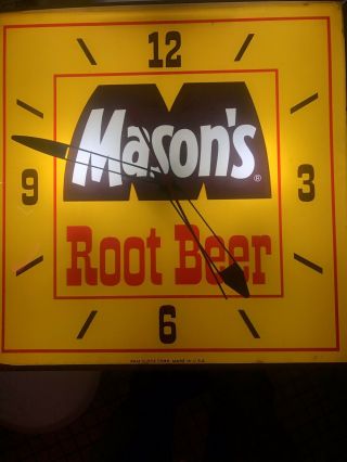 Lighted Advertising Sign Clock “mason’s Root Beer”