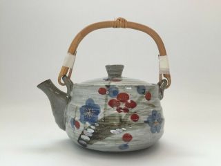 Japanese Pottery Tea Pot Kettle Kyusu Vintage Signed Arita Ware Hand Paint H389