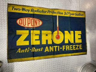 Vintage Dupont Zerone Antifreeze Canvas Banner Sign Gas Station Oil Garage