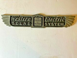 Early Western Electric Sound System Wing Logo Sign,  The Voice Of Actio