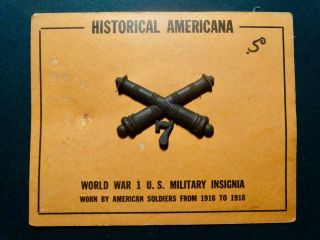 U.  S.  Military Wwi Insignia 7th Field Artillery Pin On Card Infantry
