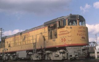 Railroad Slide - Union Pacific 50 Ge Rail U50 Locomotive Kansas City Ks 1970