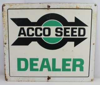Vintage Acco Seed Dealer Sign 28 " X24 " Seed And Feed Advertising Tin
