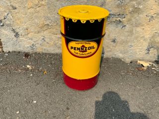 Pennzoil Vintage Oil Gas Drum Can Oil Motor Oil Grease Garage Trash Can