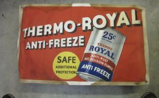 Vintage Thermo Royal Anti Freeze Cloth Banner