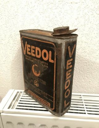 Rare Old Early Veedol Mechanic Oil Can - No Enamel Sign Castrol Bp Shell