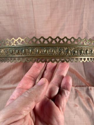 Victorian B&H style Hanging Oil Lamp Embossed Brass Prism Shade Band 14in 3