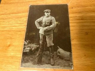 German Soldier With Mauser,  Ww1,  Photo Post Card