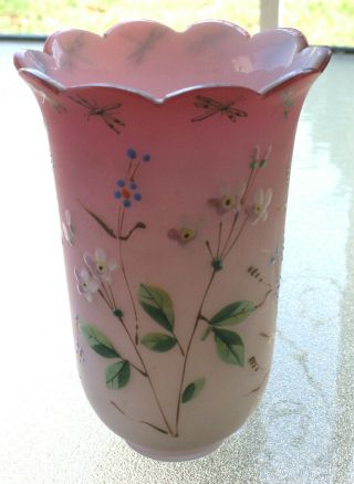 Vintage Pink/white Porcelain Vase Floral Flower Asian Design