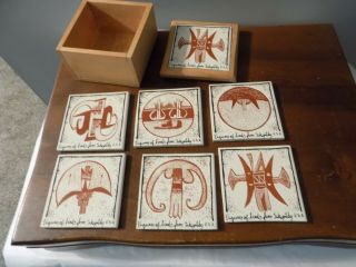Hopi Figures Of Birds From Sikyatki Pottery Coasters Set Of 6 Sikyatki Reviv