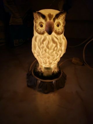 Vintage Aladdin Giftware Owl Porcelain Portable Lamp/night Light