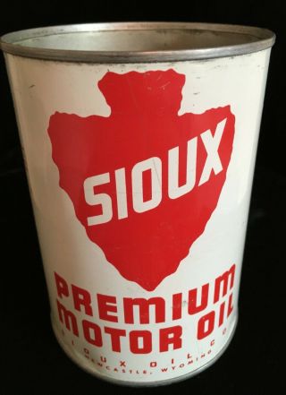 Rare Vintage Sioux Oil Premium Motor Oil 1qt Metal Can