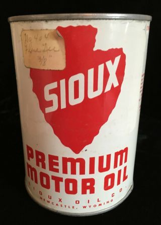 Rare Vintage Sioux Oil Premium Motor Oil 1Qt Metal Can 2