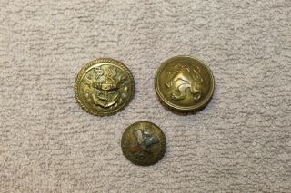 3 Ww1 Era British,  Canadian & Belgium Metal Military Uniform Buttons