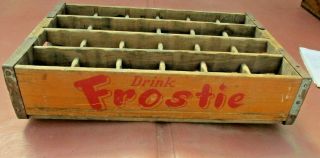 Vintage Wood Frostie Crate Box Soda Pop Divided 24 Bottle Carrier Moultrie Ga.
