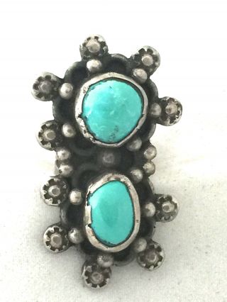 Vintage Native American Navajo Turquoise Ring Size 4.  5