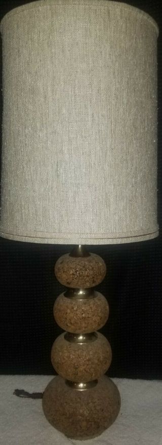 Mcm Vintage Cork And Brass Lamp By Laurel Lamp Co.  Cond.  44 " Tall