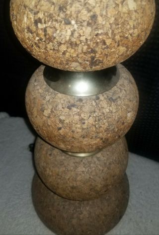 MCM VINTAGE CORK AND BRASS LAMP BY LAUREL LAMP CO.  COND.  44 