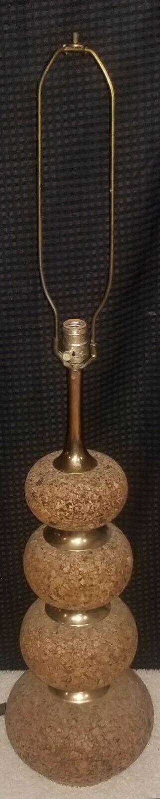 MCM VINTAGE CORK AND BRASS LAMP BY LAUREL LAMP CO.  COND.  44 