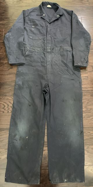Vintage Sears Work Leisure Blue One Piece Farm Suit Hipster Coveralls Mens 44l