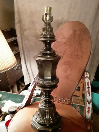 Vintage Heavy Solid Brass Lamp 24 " Tall Underwriter Laboratories 12.  5lbs