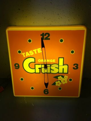 Vintage Orange Crush Soda Pop Lighted Clock Sign Dualite