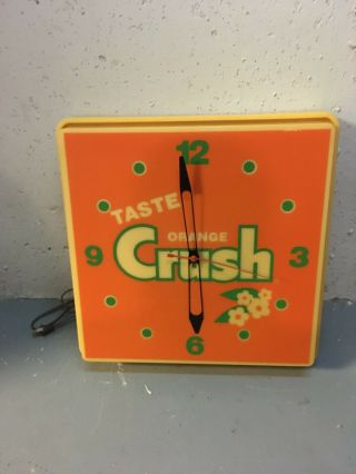 Vintage Orange Crush Soda Pop Lighted Clock Sign Dualite 2