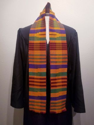 Traditional Multi - Color African Kente Cloth Stole,  Graduation And Ceremonial
