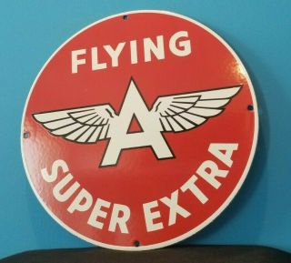 Vintage Flying A Gasoline Porcelain Extra Gas Service Pump Aviation Sign